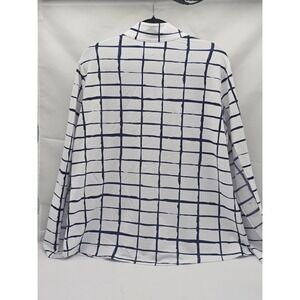 New Ibkul Woman's 1/4 Zip Top Size XXL  White Navy  Mesh Sleeves Wicking UPF 50+